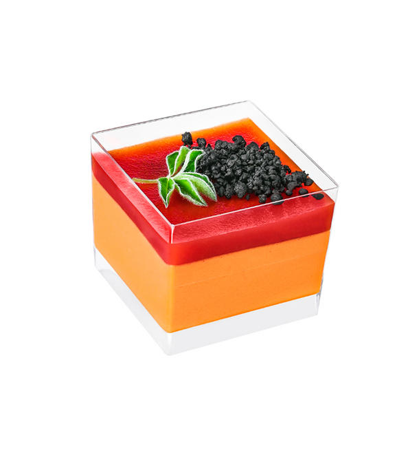 Томатная панна-котта с землей из маслин Томатная панна-котта с землей из маслин